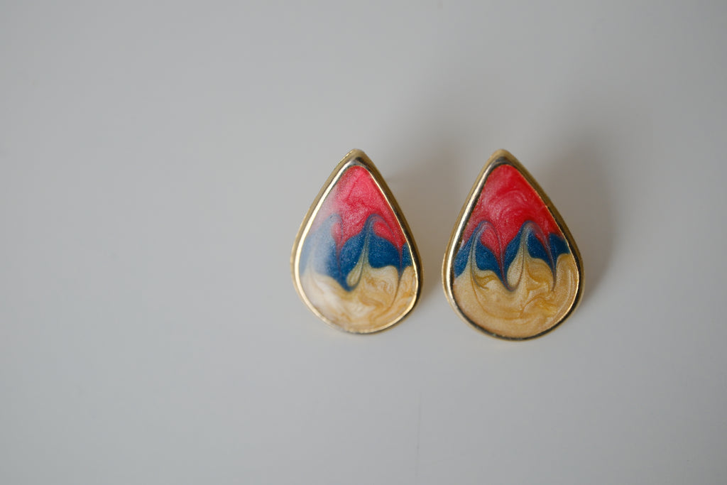 Teardrop Enamel stud earrings