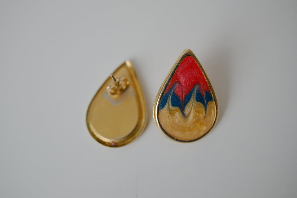 Teardrop Enamel stud earrings