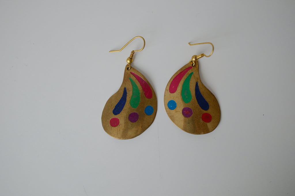 Vintage Brass teardrop earrings