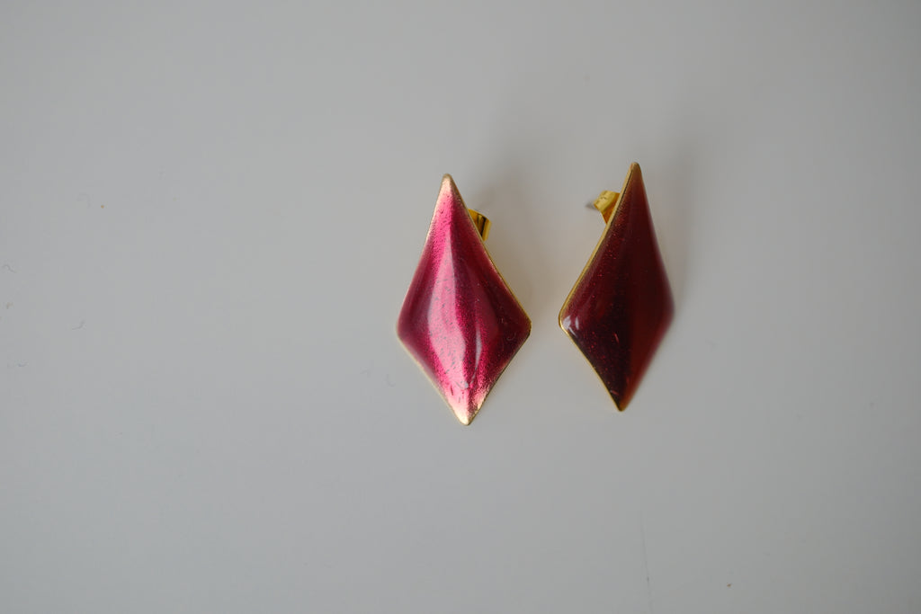 Vintage Red enamel stud earrings