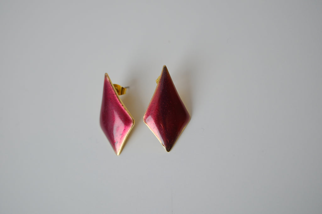 Vintage Red enamel stud earrings