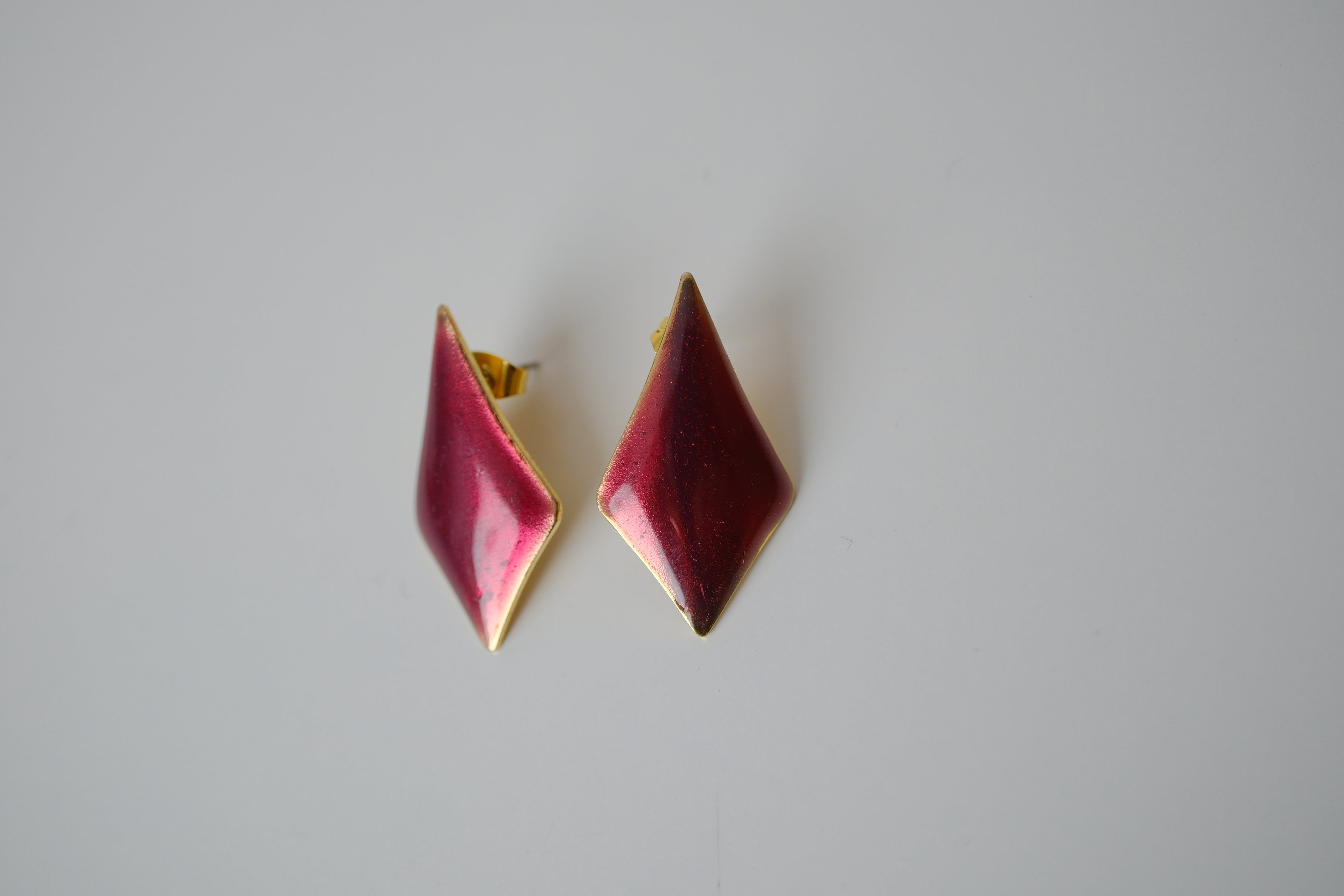 Vintage Red enamel stud earrings