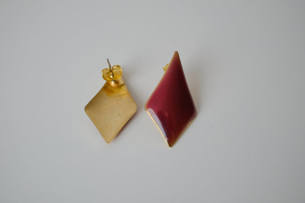 Vintage Red enamel stud earrings
