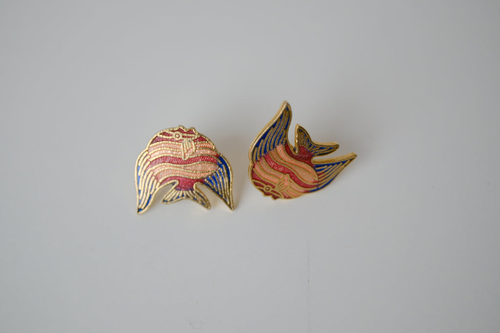 Vintage Cloisonné Fish stud earrings
