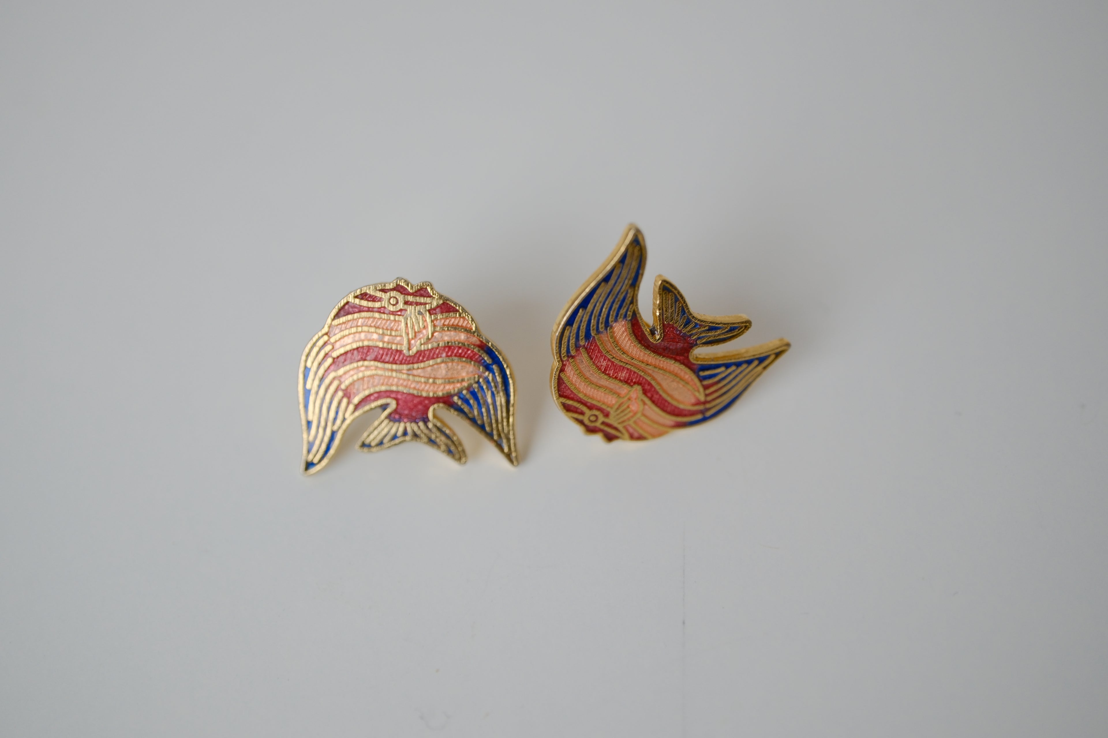 Vintage Cloisonné Fish stud earrings
