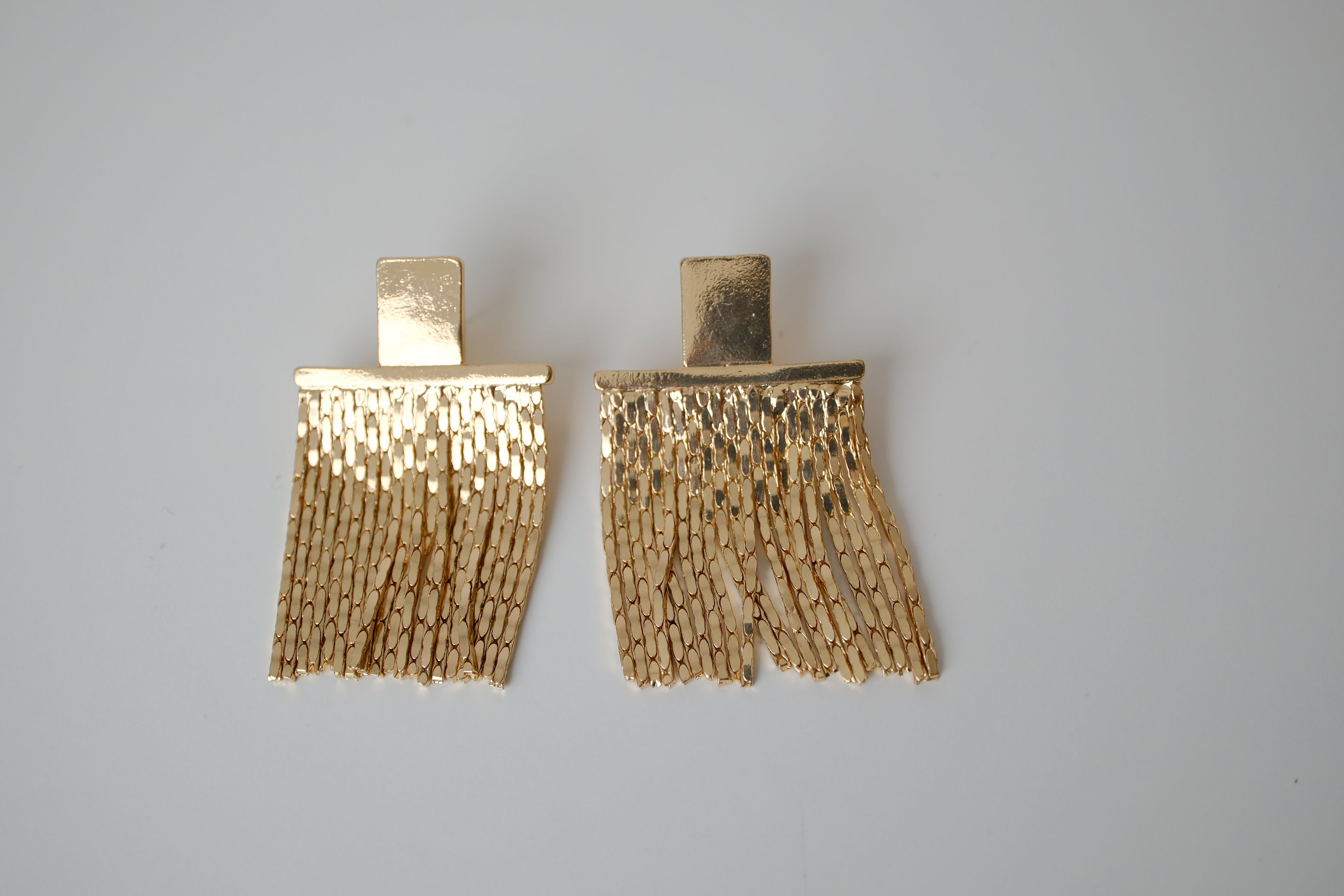 Vintage gold fringe stud earrings