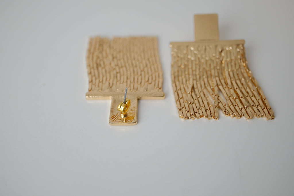 Vintage gold fringe stud earrings