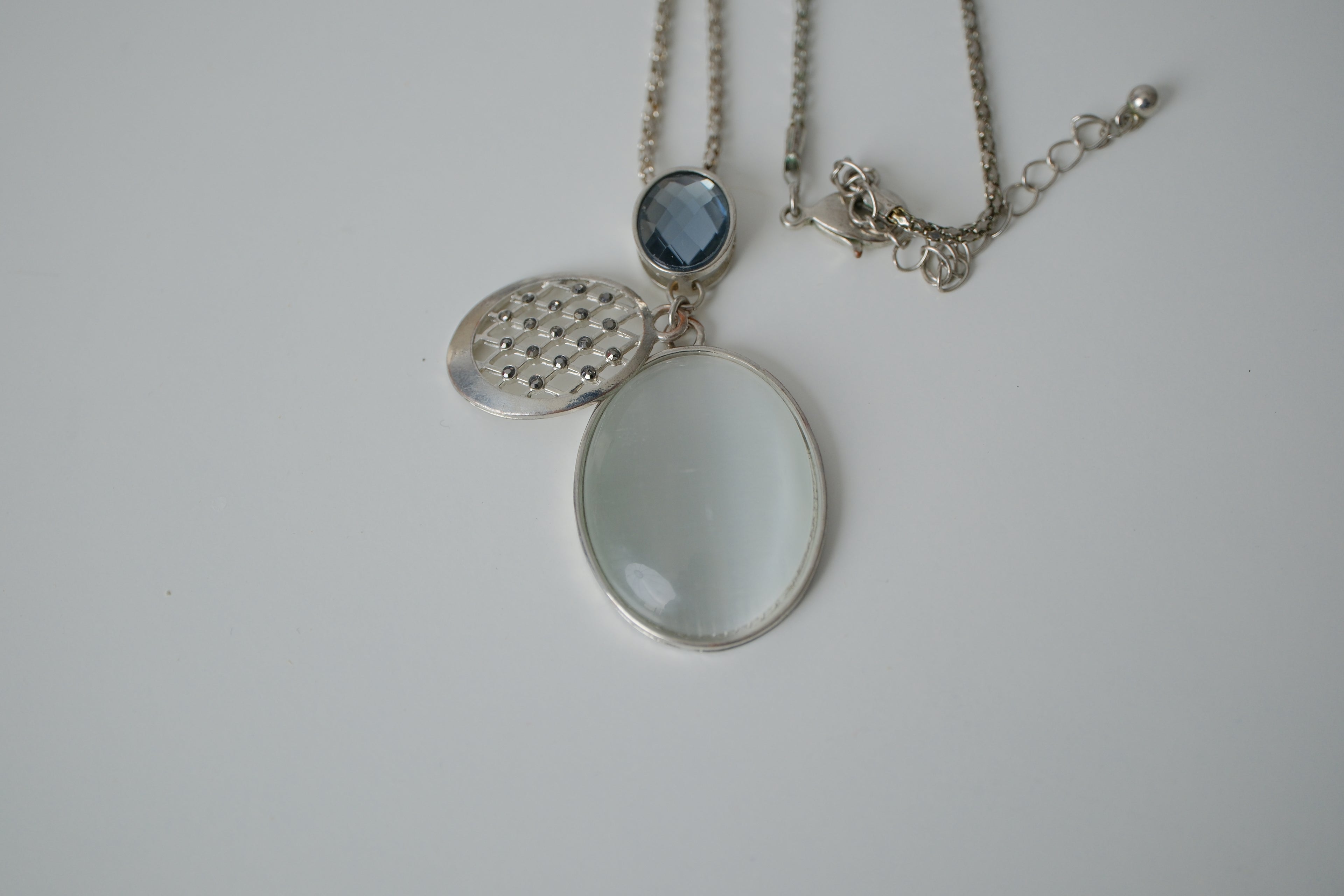 Silver toned multi pendant necklace