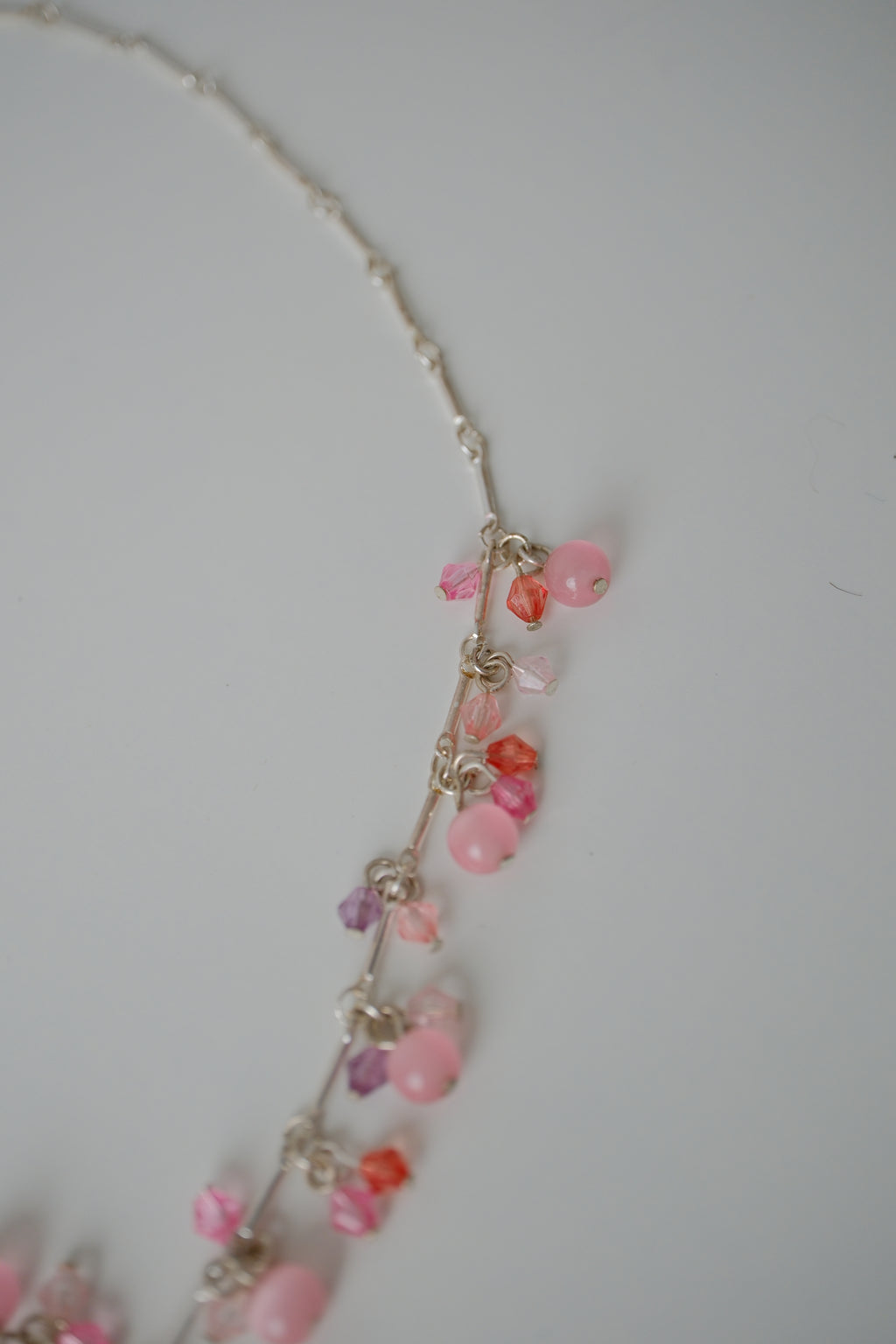 Pink beaded silver Necklace
