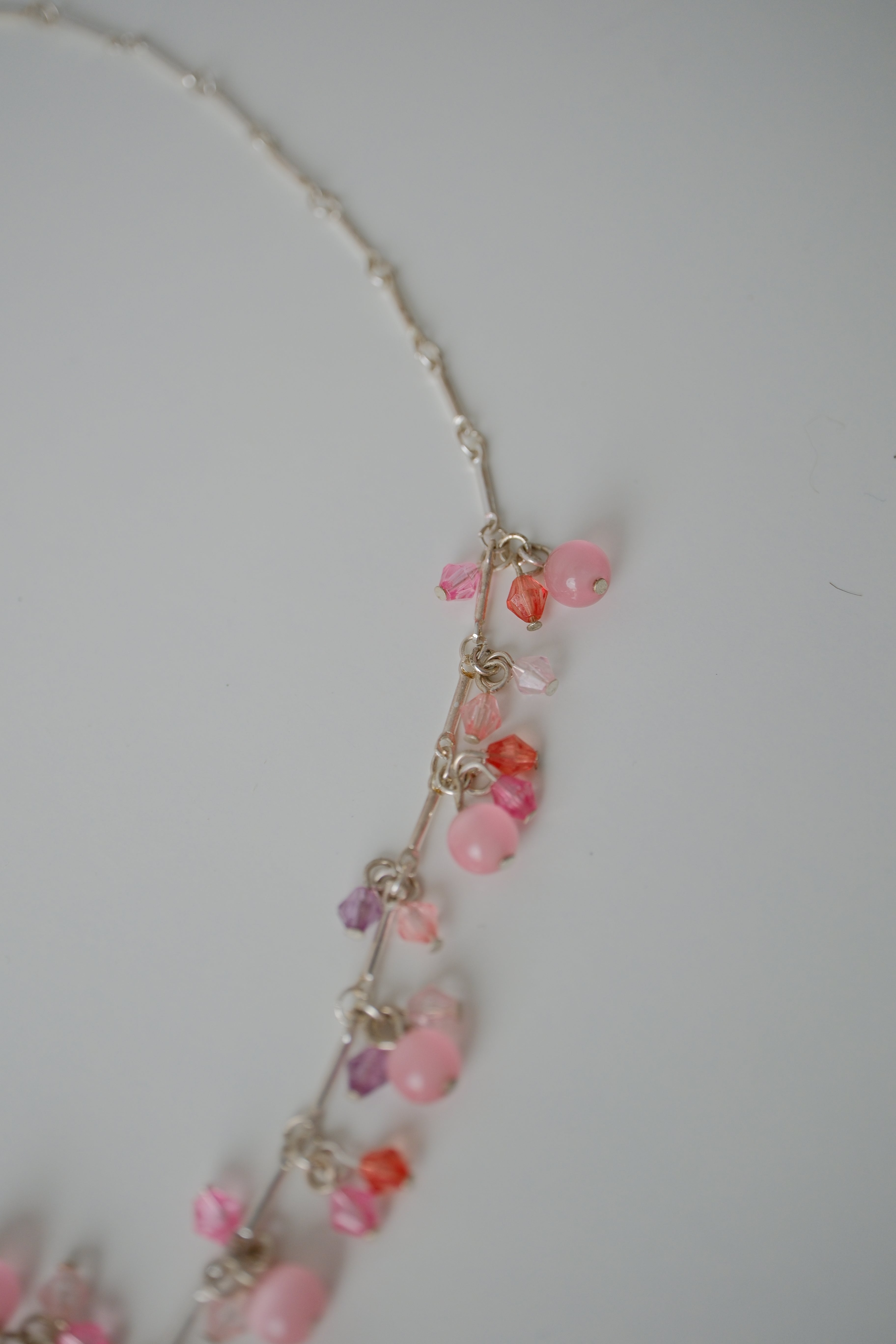 Pink beaded silver Necklace