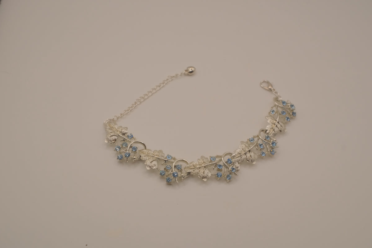 Reworked Coro floral light blue rhinestone bracelet&nbsp;