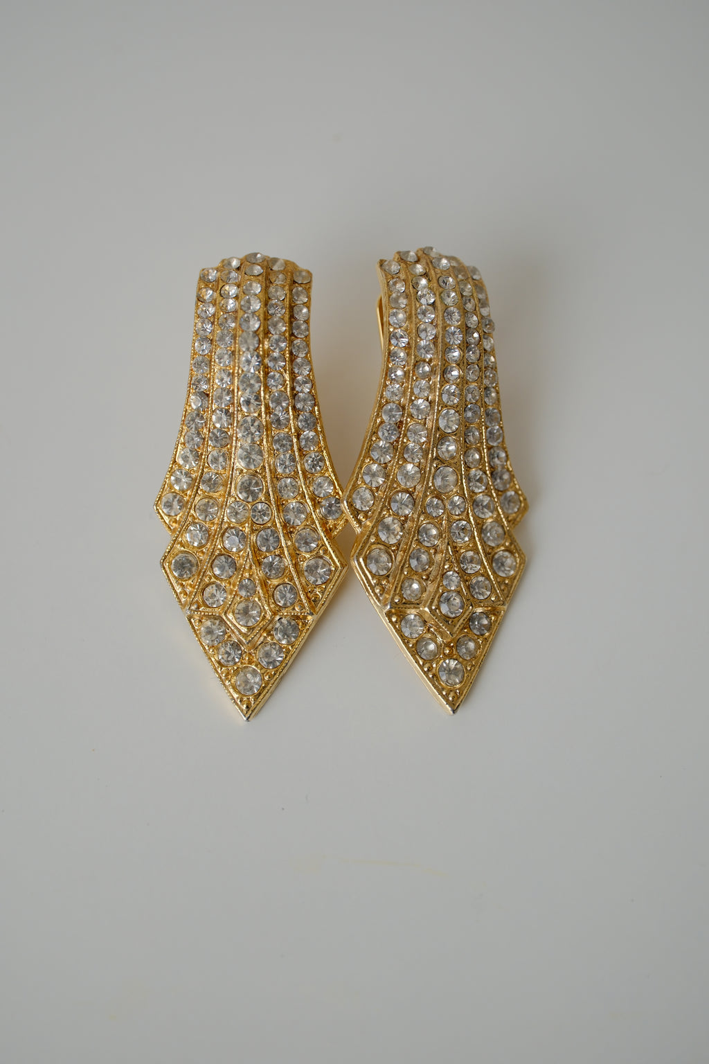 Vintage gold-tone rhinestone clip-on earrings