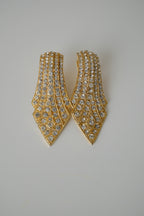 Vintage gold-tone rhinestone clip-on earrings