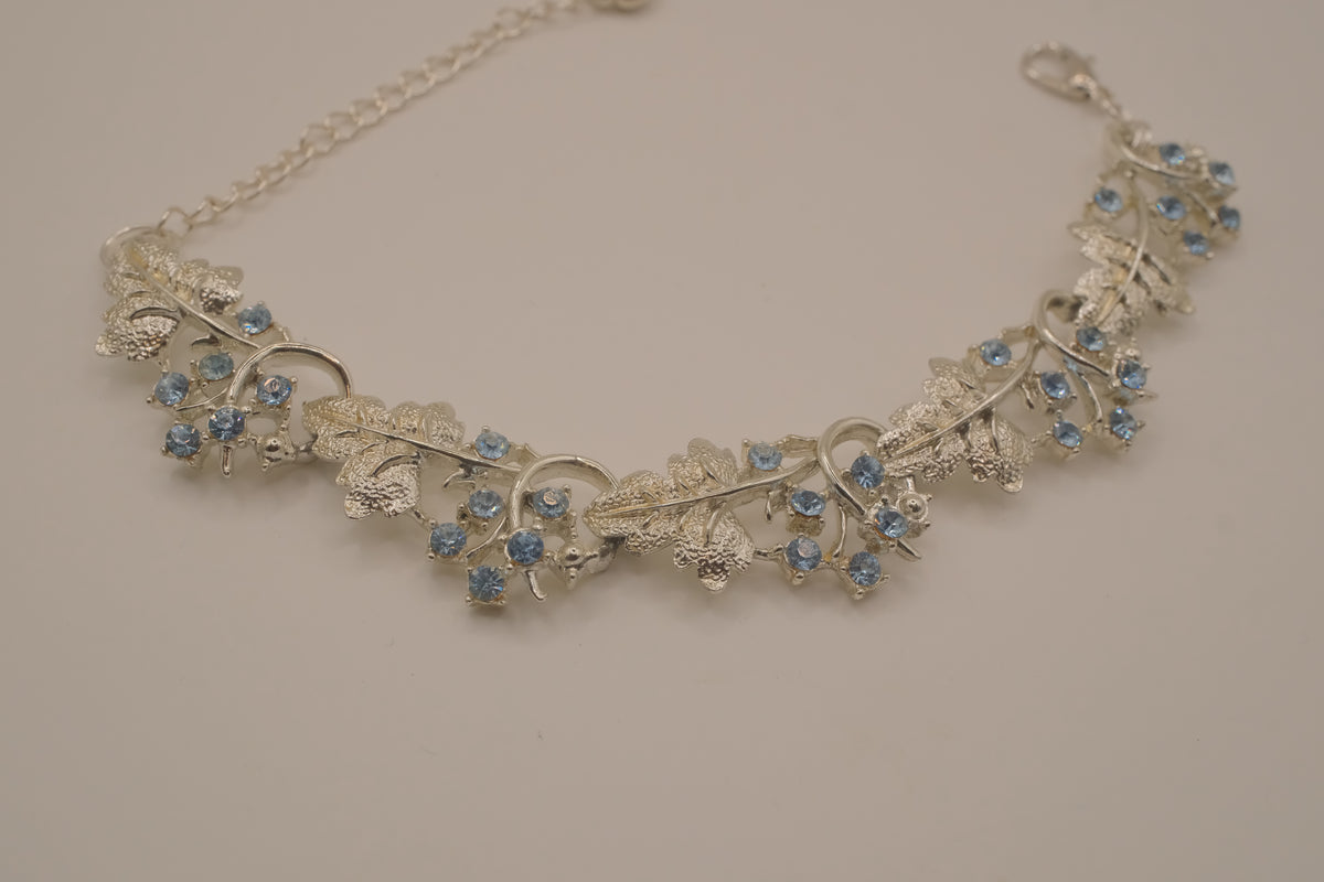 Reworked Coro floral light blue rhinestone bracelet&nbsp;