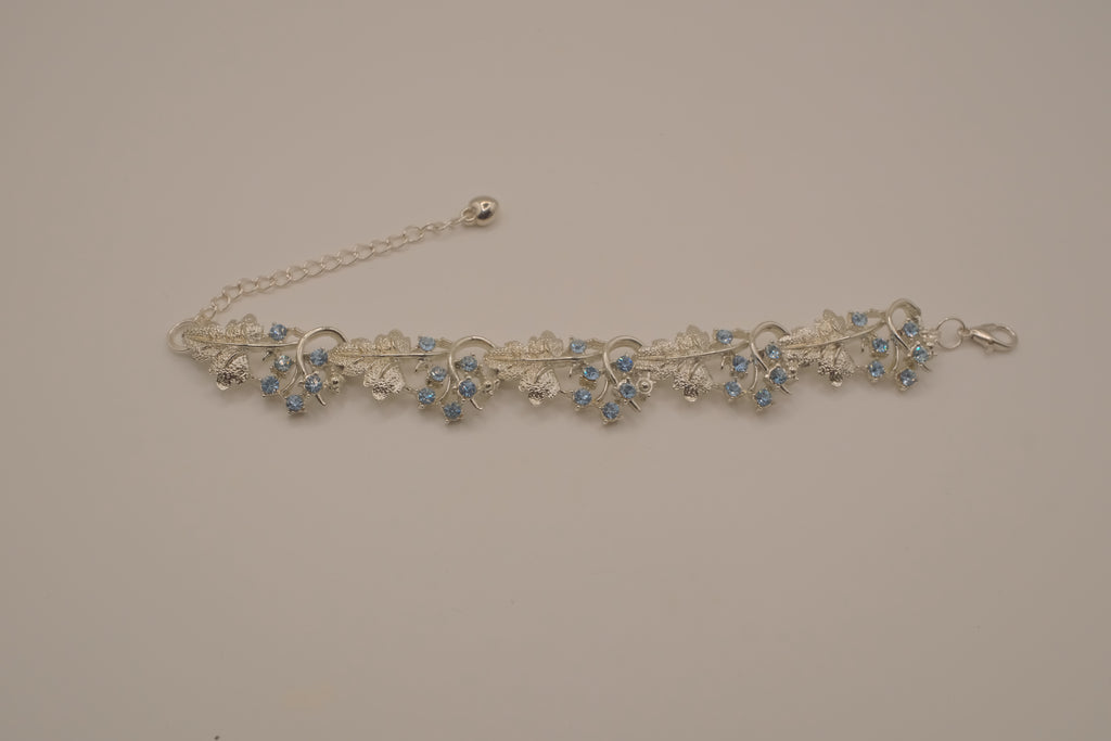 Reworked Coro floral light blue rhinestone bracelet&nbsp;