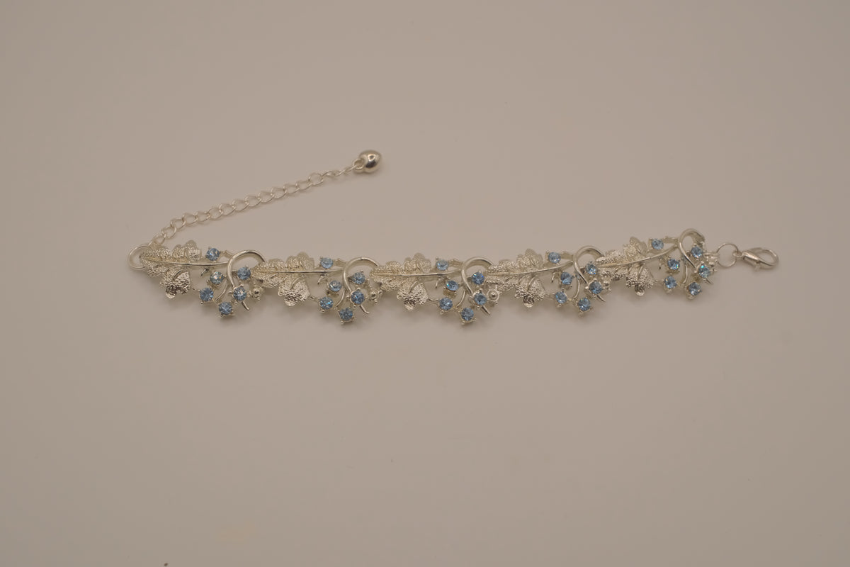 Reworked Coro floral light blue rhinestone bracelet&nbsp;