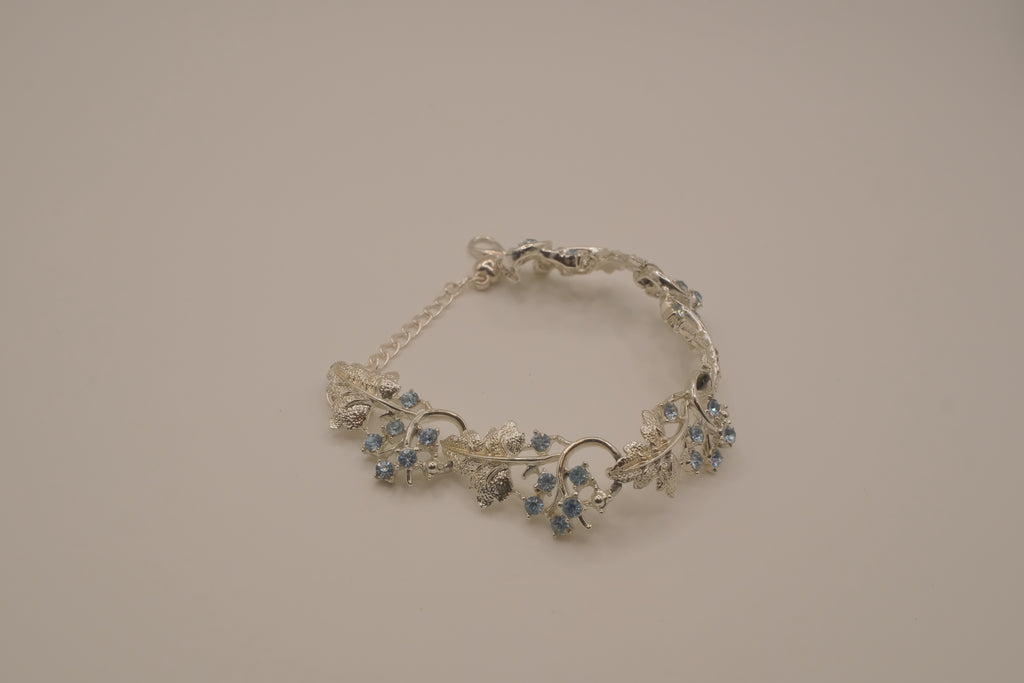 Reworked Coro floral light blue rhinestone bracelet&nbsp;