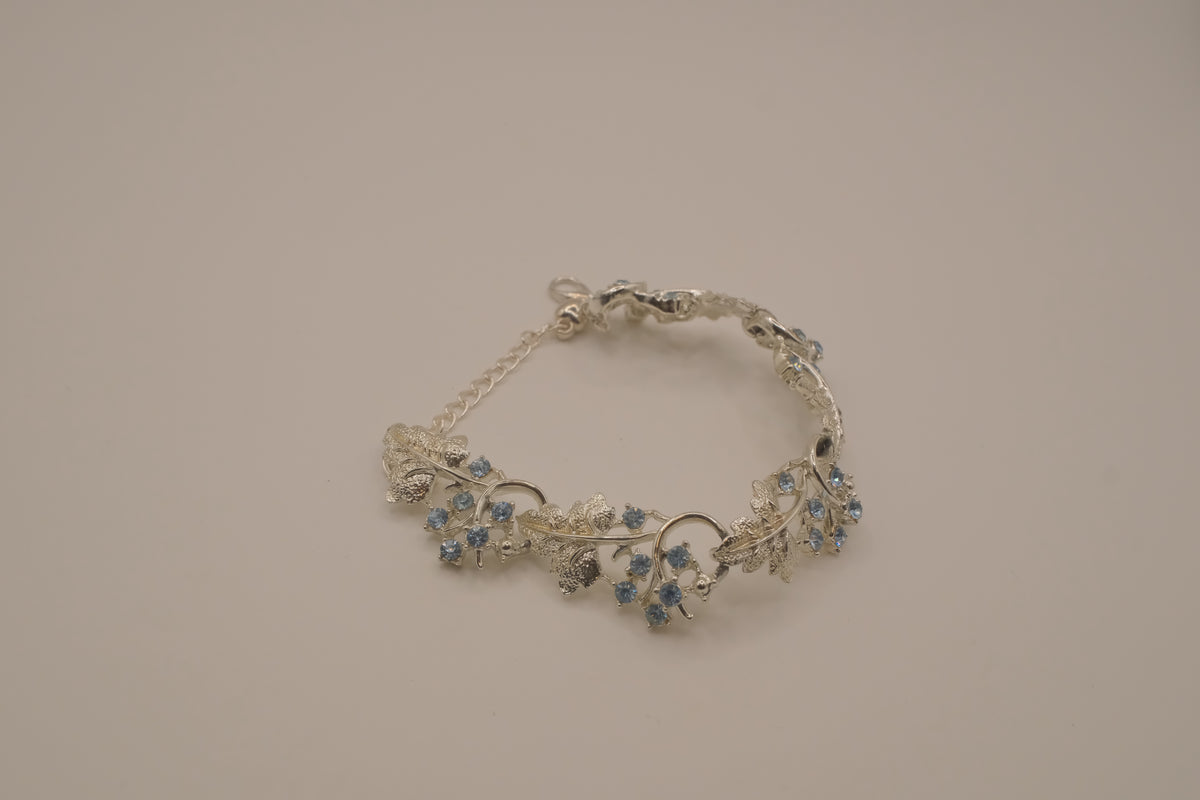 Reworked Coro floral light blue rhinestone bracelet&nbsp;