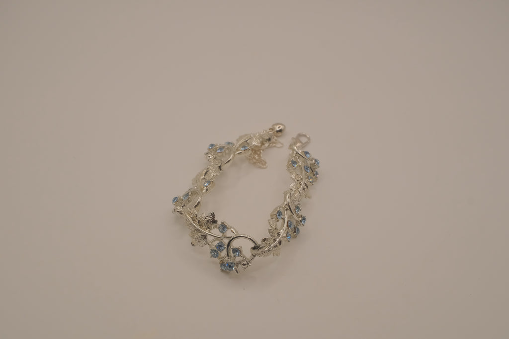Reworked Coro floral light blue rhinestone bracelet&nbsp;