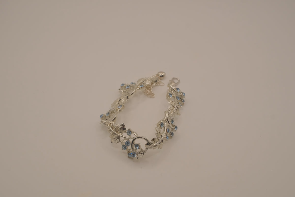 Reworked Coro floral light blue rhinestone bracelet&nbsp;