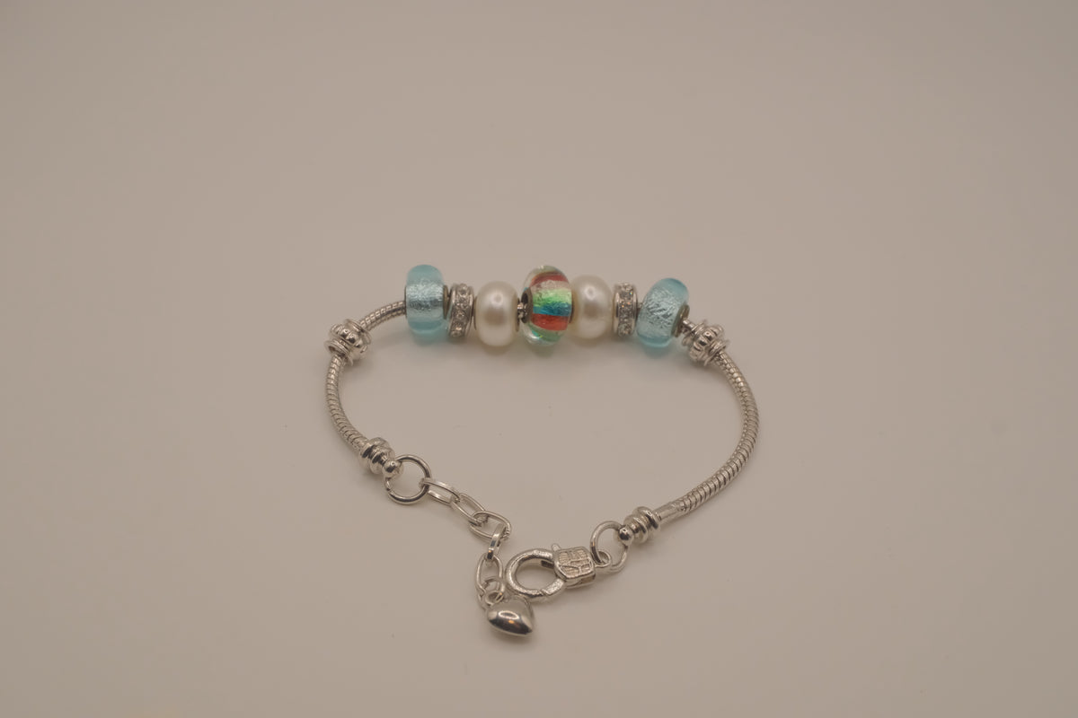 Silver-tone Ocean theme charm bracelet
