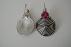 Silver-tone circular drop earrings