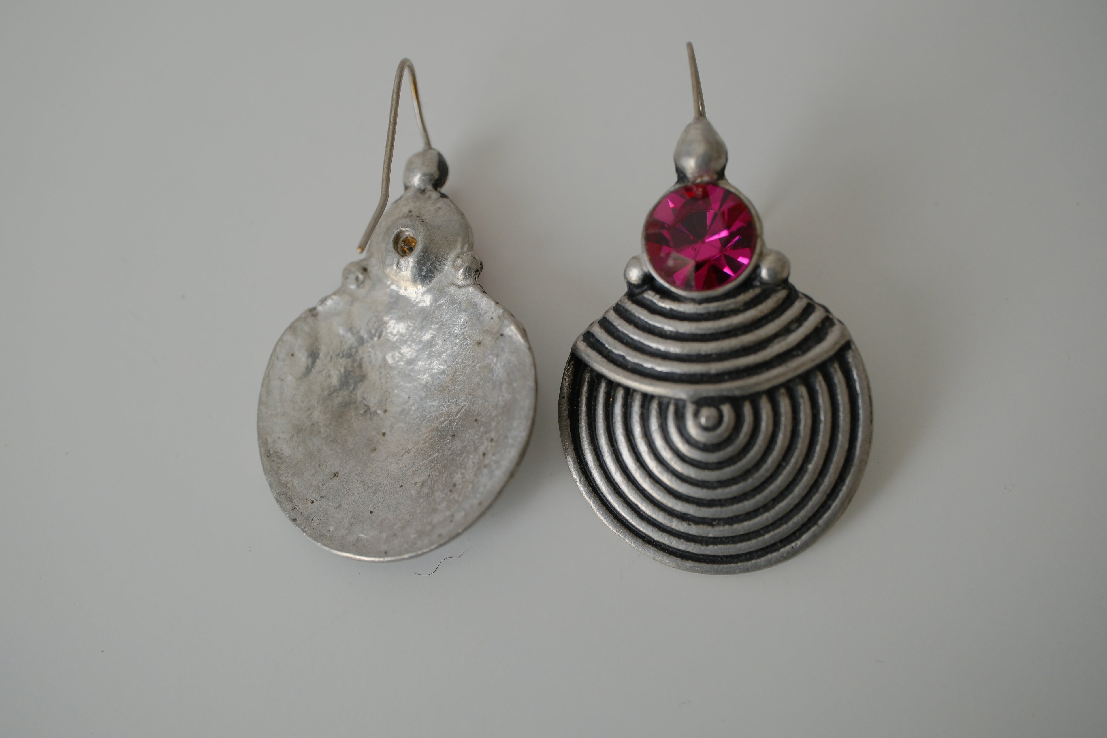 Silver-tone circular drop earrings