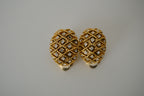 Vintage quilted rhinestone clip-on earrings