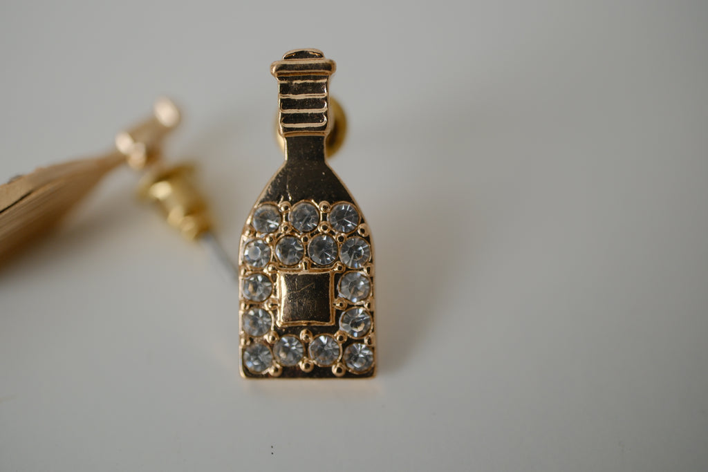 Rhinestone champagne bottle stud earrings