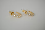 Gold curved bar stud earrings
