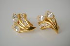 Vintage floral-motif clip-on earrings
