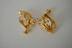 Vintage floral-motif clip-on earrings