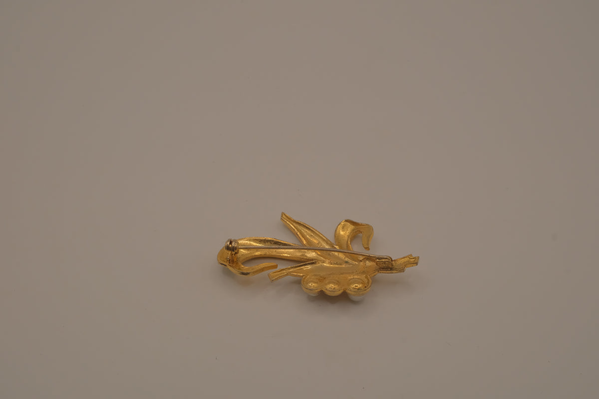 Vintage Damascene Gold and Silver floral spray brooch
