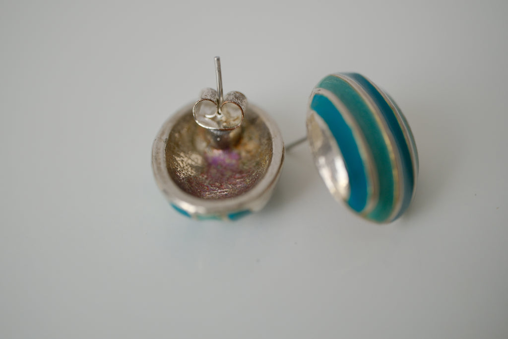 Sterling silver Oval stud earrings