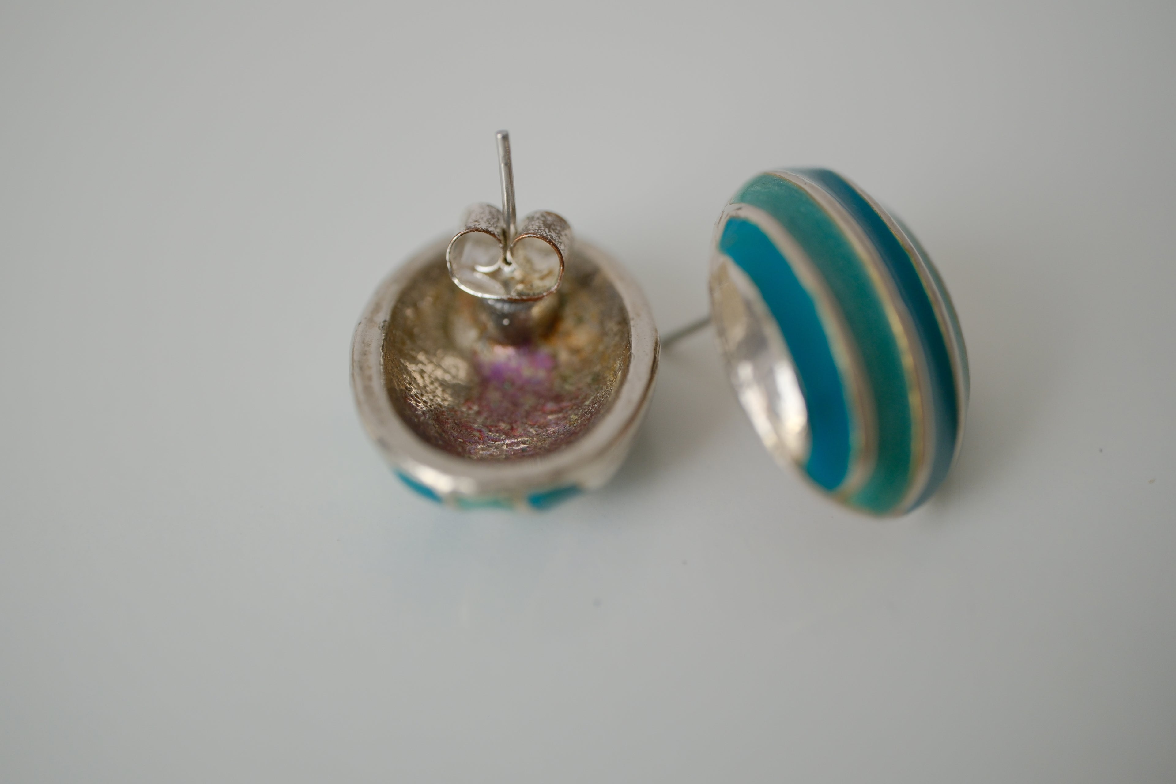 Sterling silver Oval stud earrings