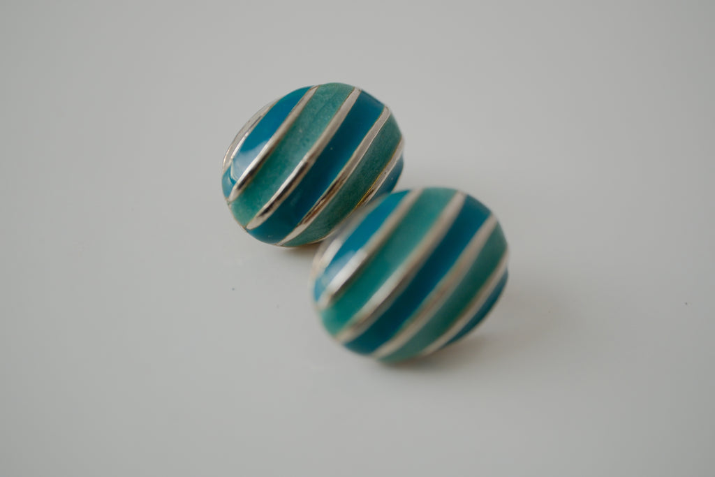 Sterling silver Oval stud earrings