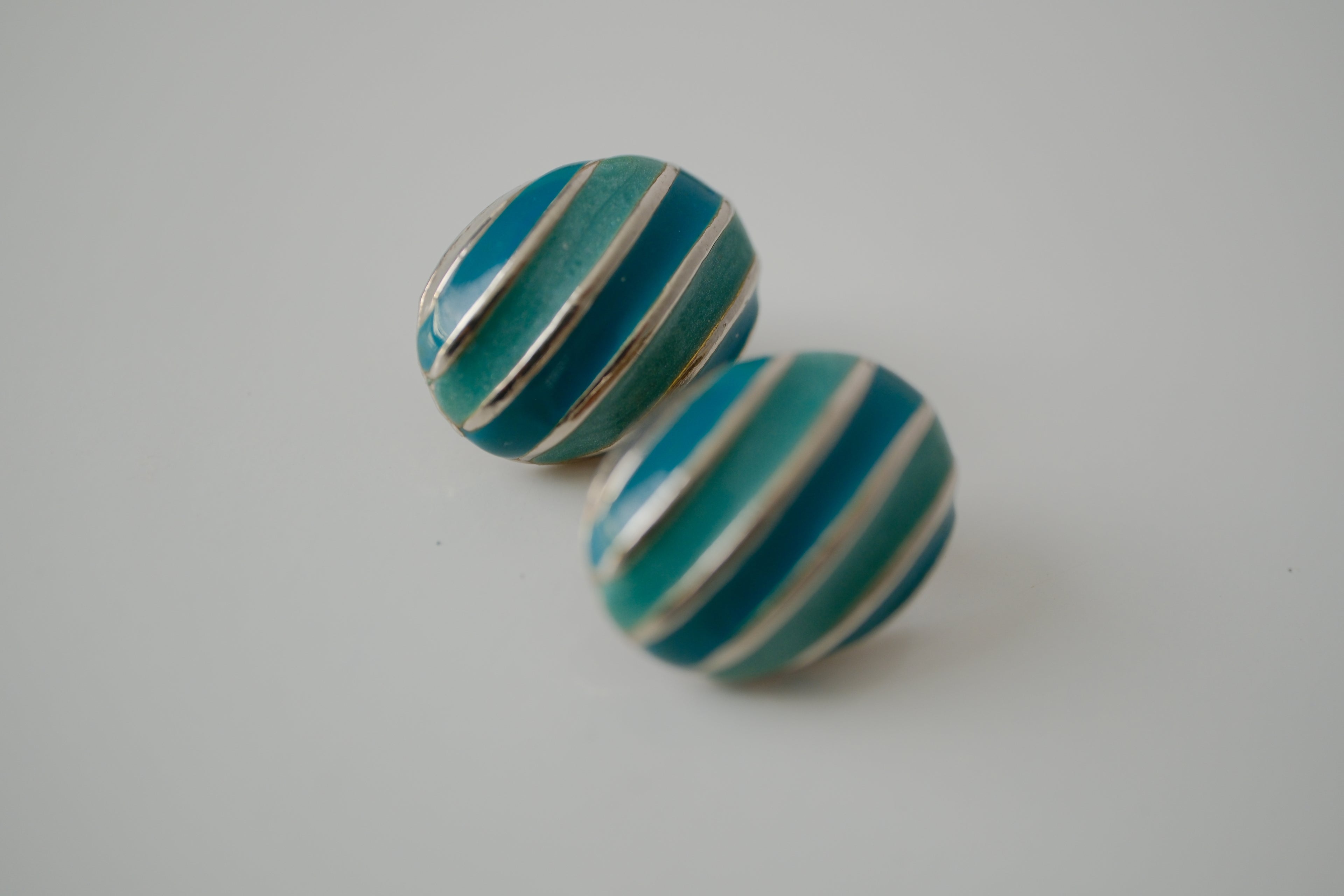 Sterling silver Oval stud earrings
