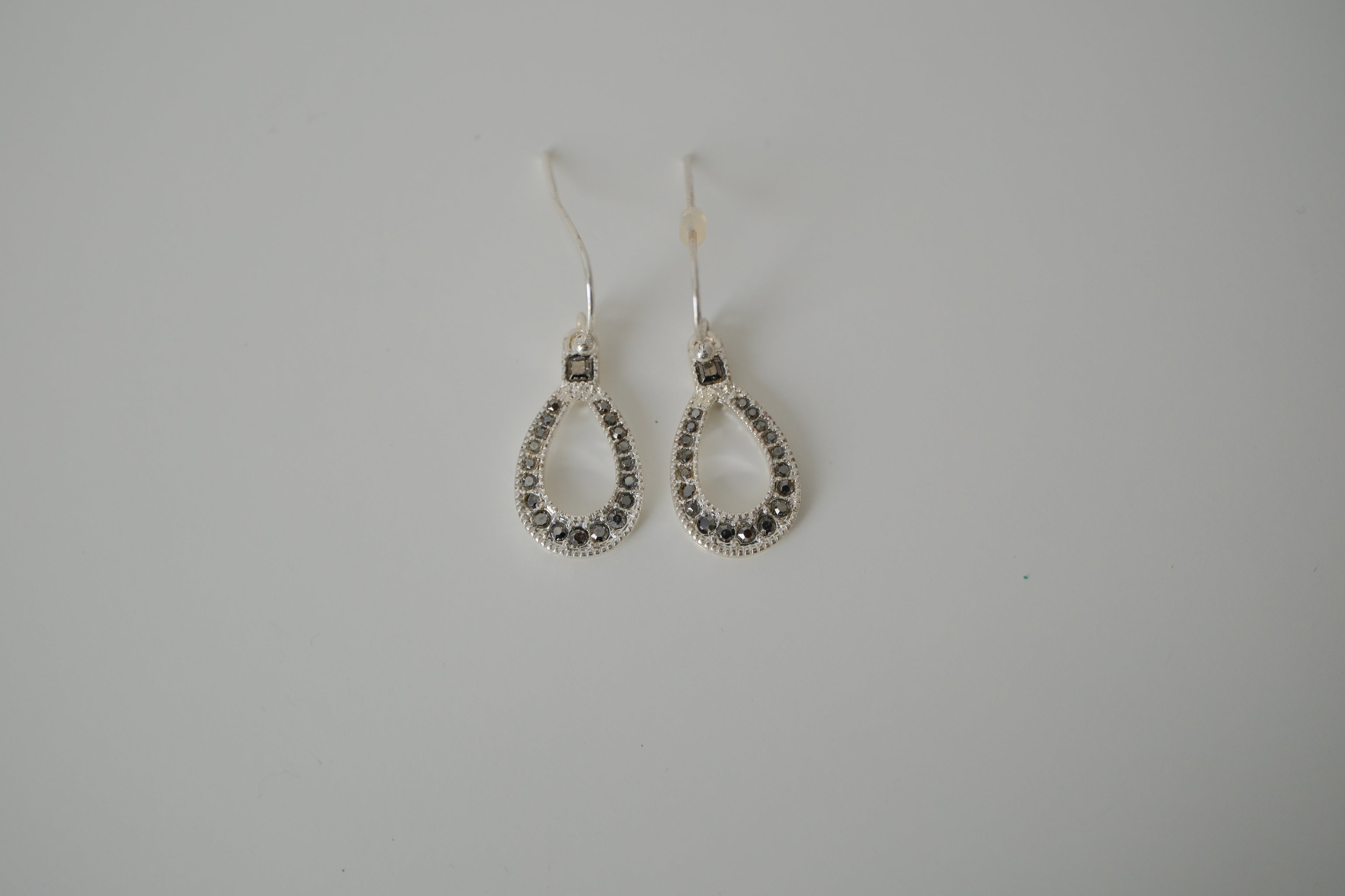 Sterling silver pear-shaped dangle earrings