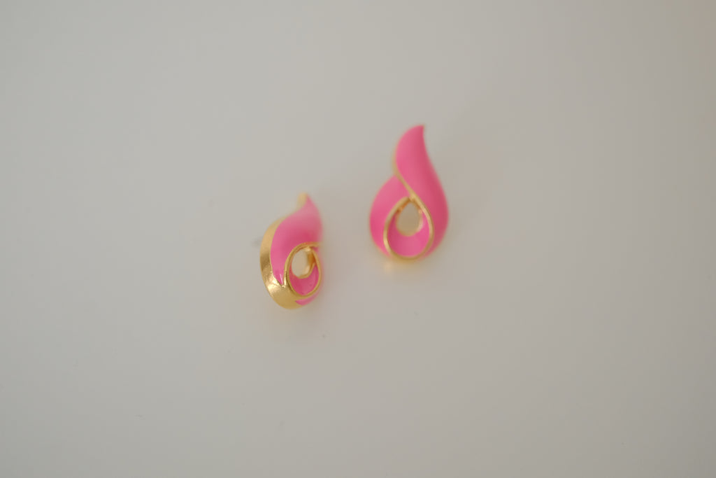 Vintage Pink enamel stud earrings