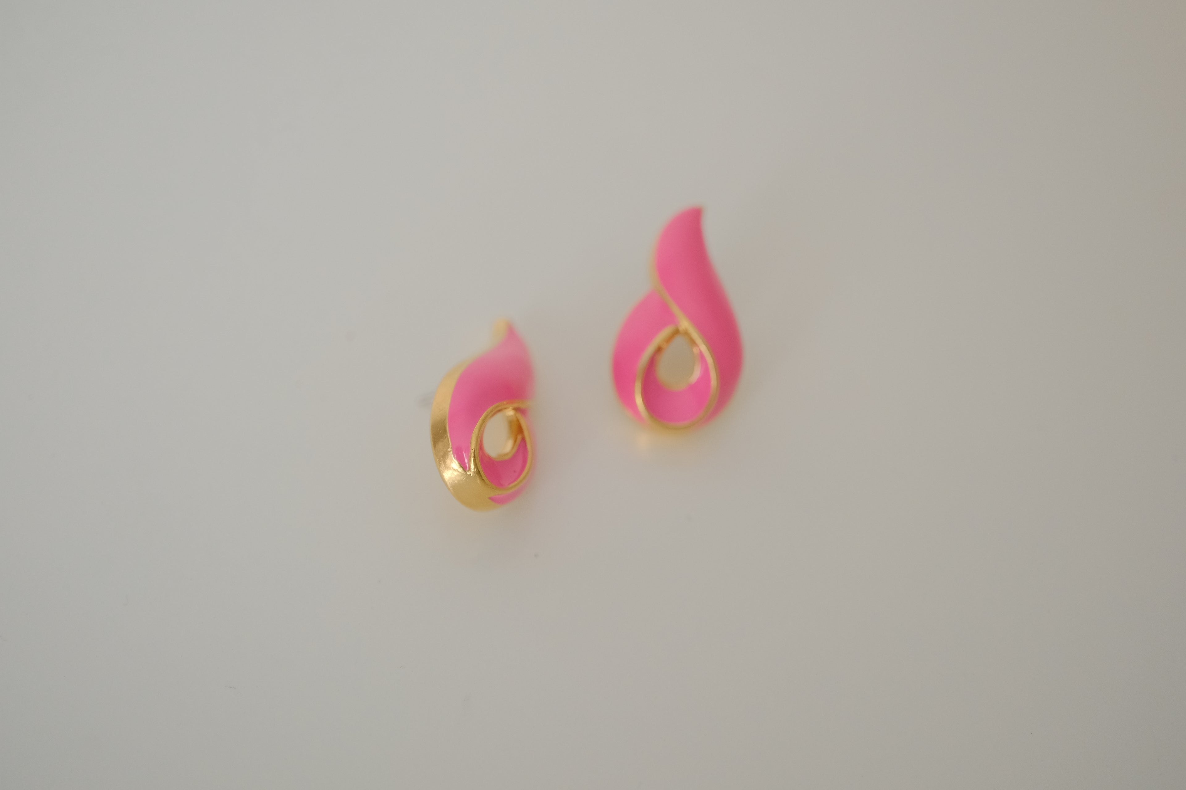 Vintage Pink enamel stud earrings