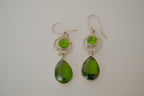 Peridot drop earrings set in sterling silver