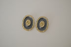Vintage black and gold oval clip-on earrings