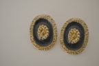 Vintage black and gold oval clip-on earrings