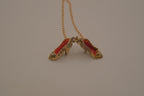 Vintage High heels stiletto Damascene pendant necklace