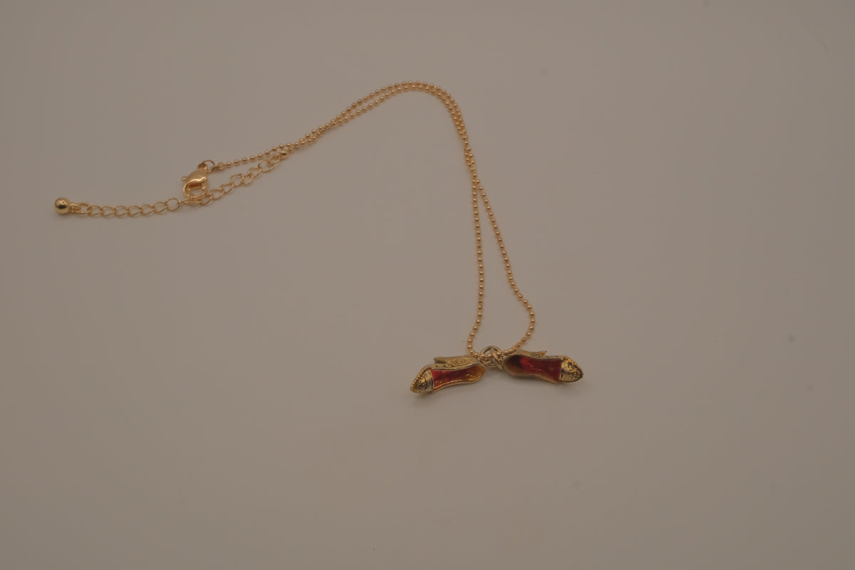 Vintage High heels stiletto Damascene pendant necklace