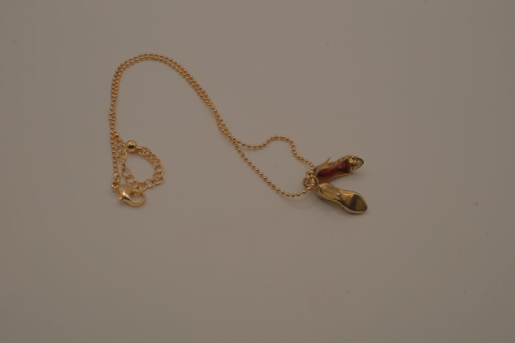Vintage High heels stiletto Damascene pendant necklace