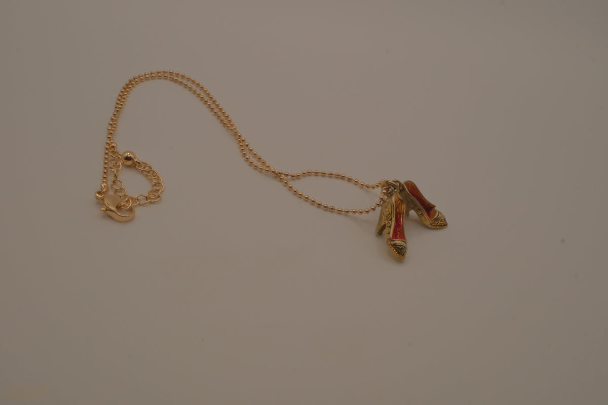 Vintage High heels stiletto Damascene pendant necklace