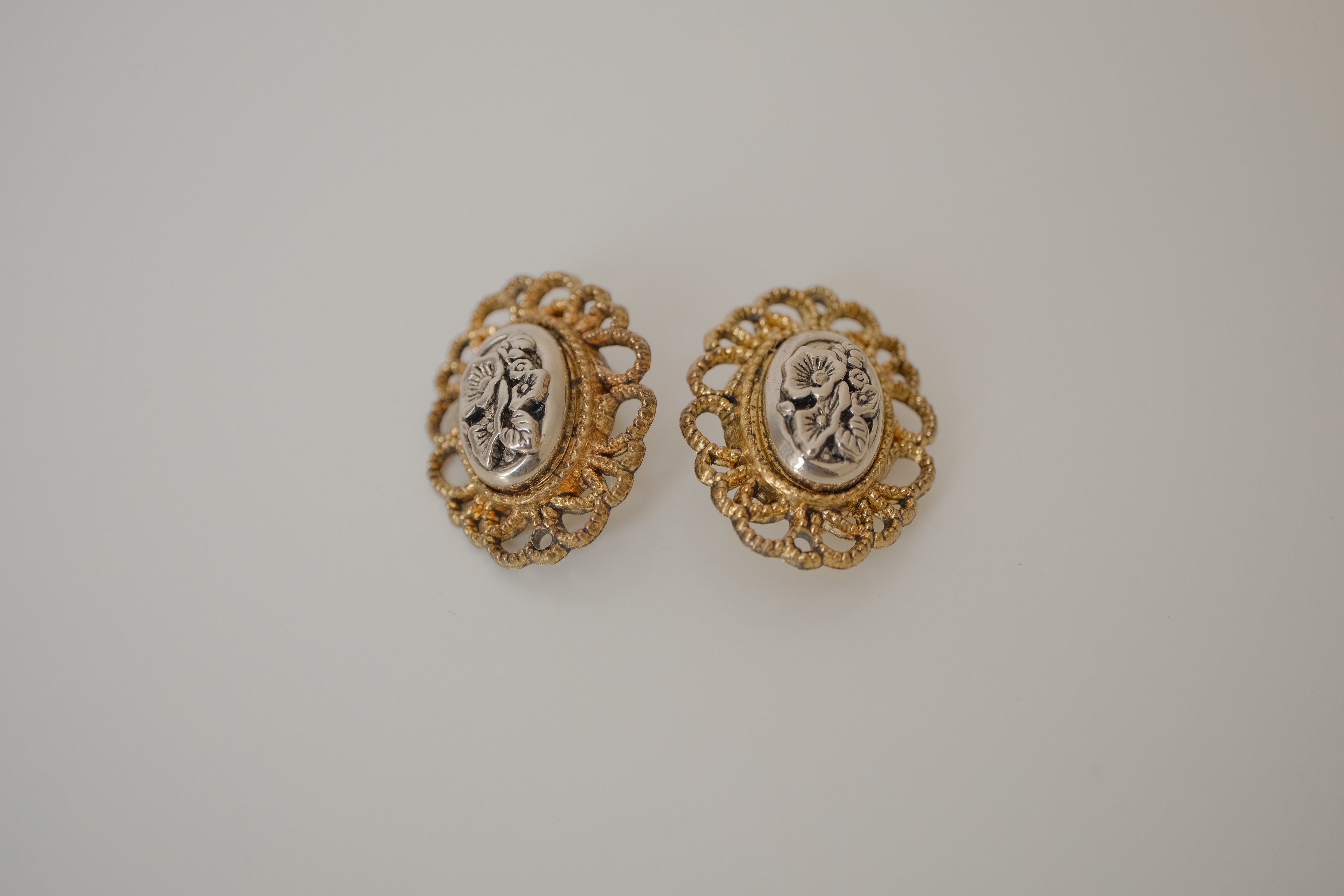 Vintage gold-tone filigree clip-on earrings