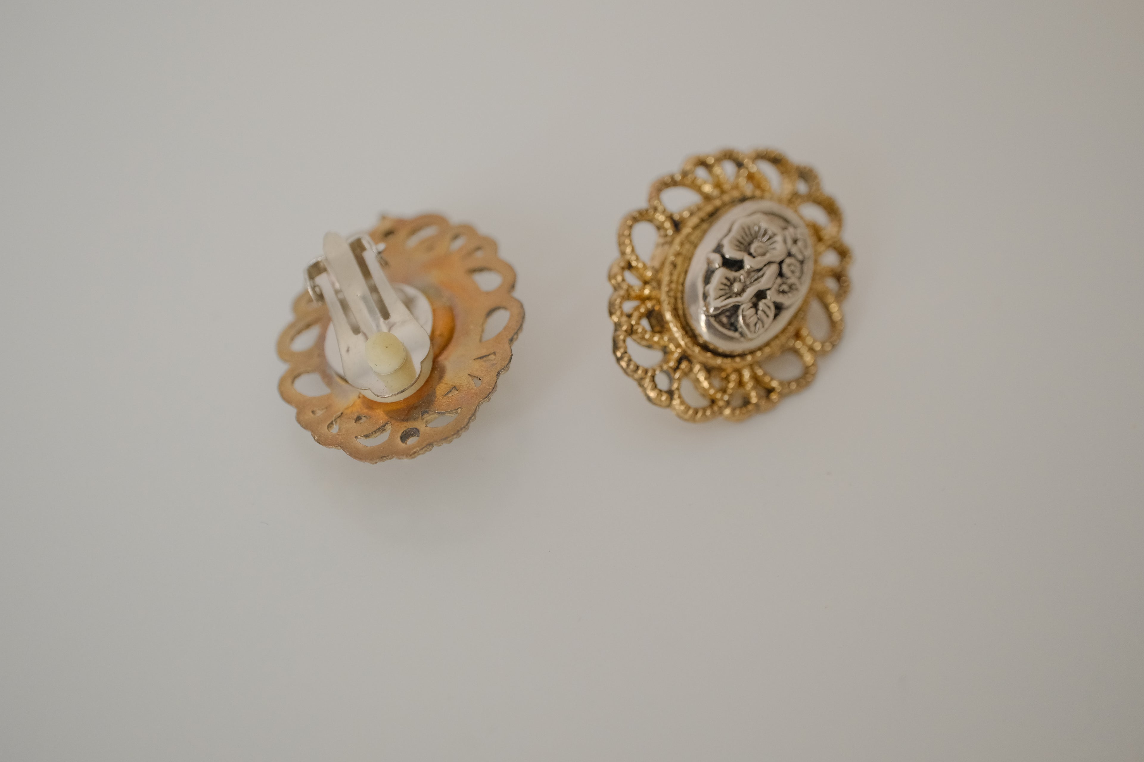 Vintage gold-tone filigree clip-on earrings