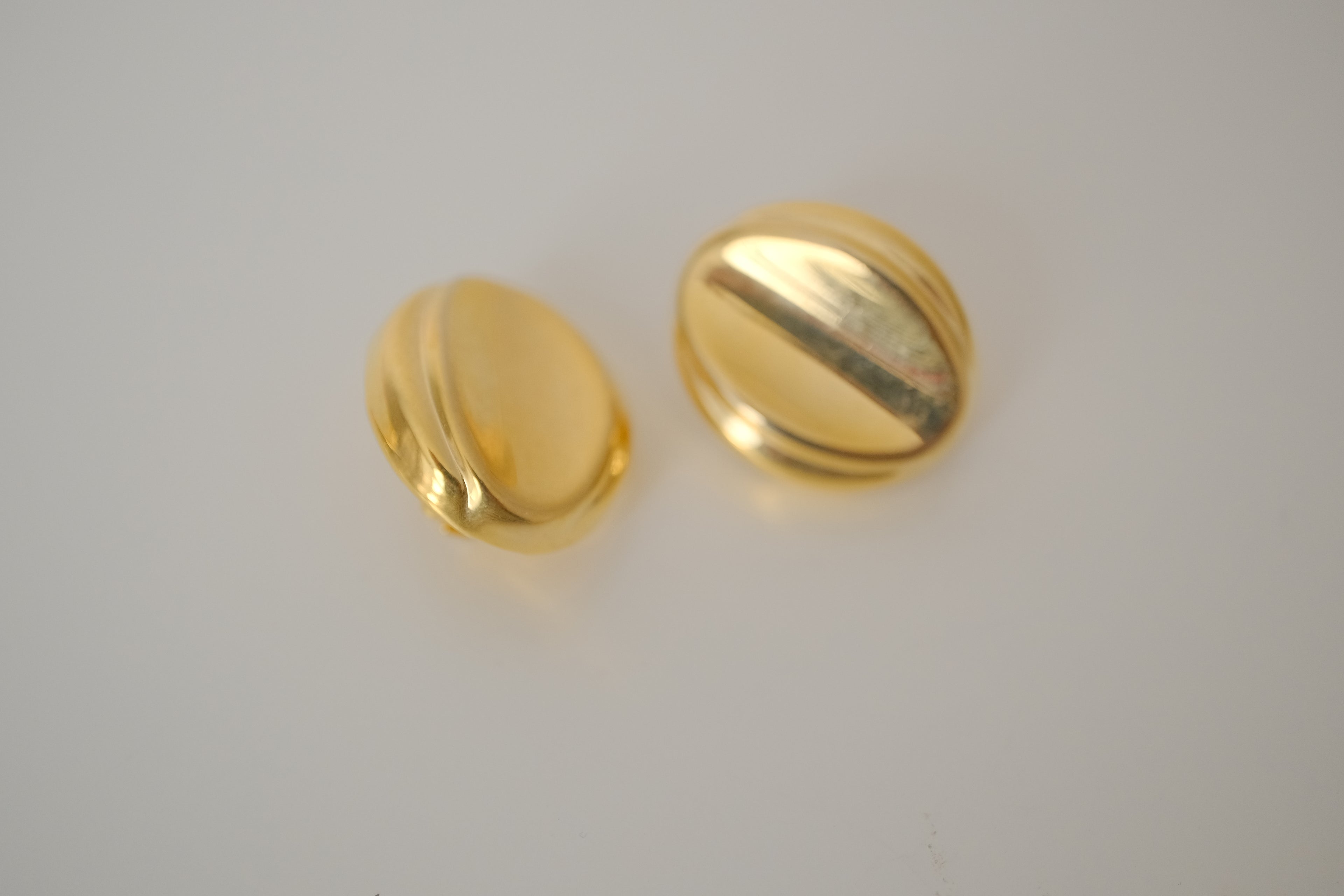 Vintage gold-toned oval clip-on earrings